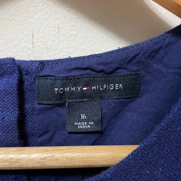 Sparkly Navy Blue Tommy Hilfiger Girls Sleeveless A Line Party Dress Size 16 XL - Picture 4 of 10